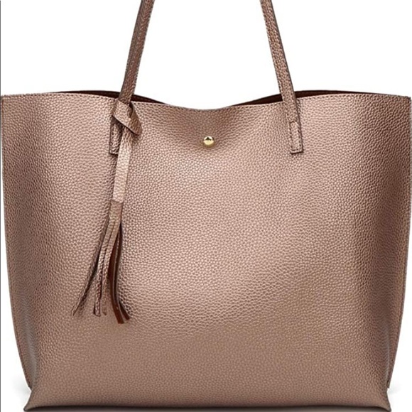 DREUBEA Soft Faux Leather Tote Tassel Shoulder Bag in Bronze main image 3